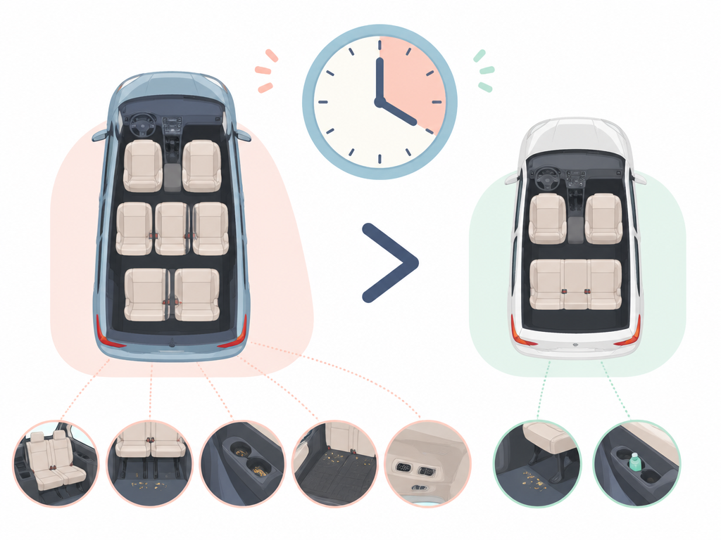 למה רכב 7 מקומות דורש יותר זמן לניקוי?