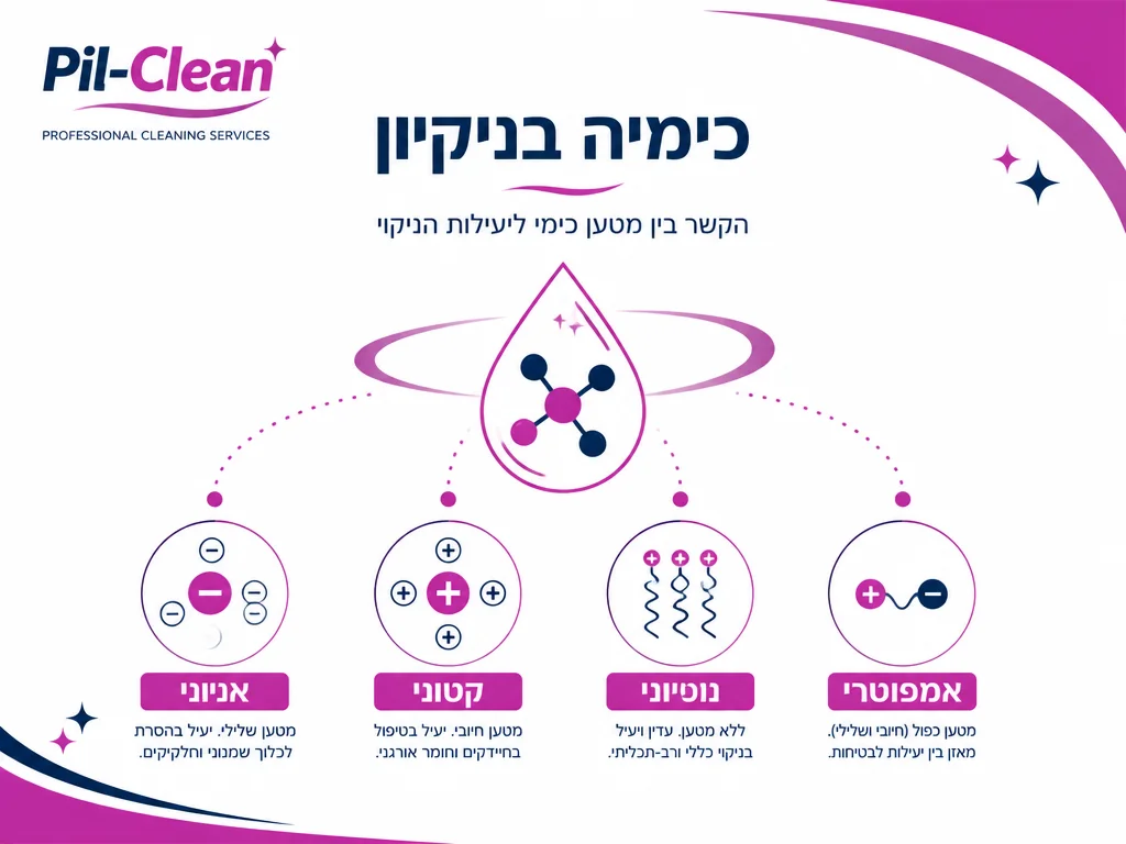אינפוגרפיקה של כימיית חומרי ניקוי וחומרים פעילי שטח