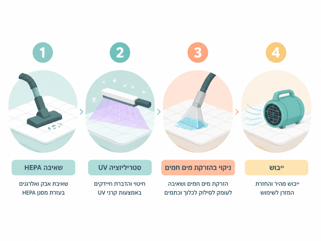 הרטבת לילה במזרן (ילדים או בוגרים): שיטת ניקוי בעומק שמסירה ריח ולא רק כתם
