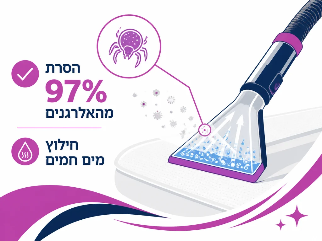 אינפוגרפיקה של קרדית אבק ושיעורי הסרת אלרגנים