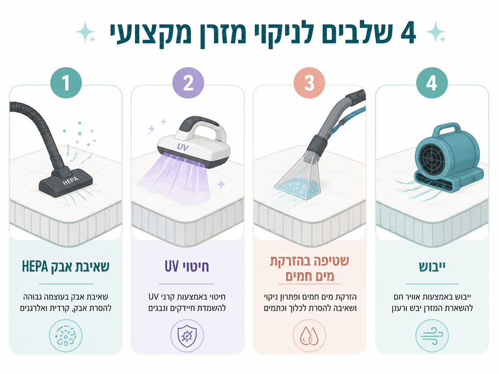 כתמי דם על מזרן: למה הזמן קריטי ומה השיטה הנכונה להסרה מקצועית