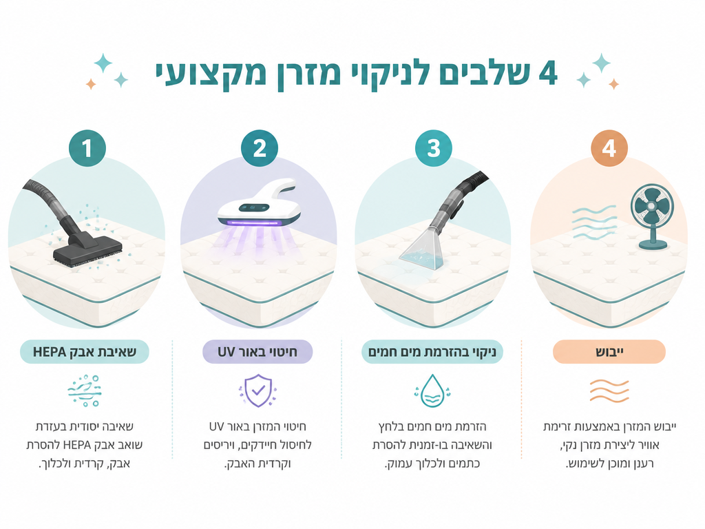 ניקוי מזרן אחרי גמילה של תינוק: מתי לנקות, מה לחפש ובמה להשתמש