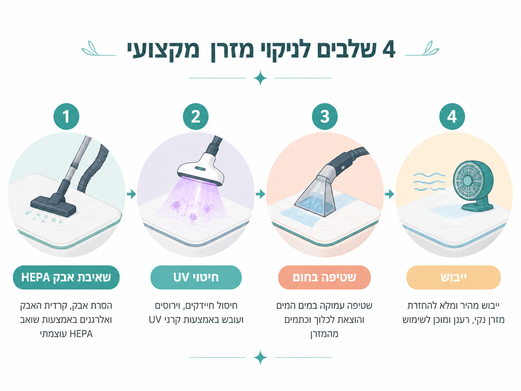 ניקוי מזרן ויסקואלסטי (זיכרון צורה): למה לא כל חומר מתאים ומה כן עובד