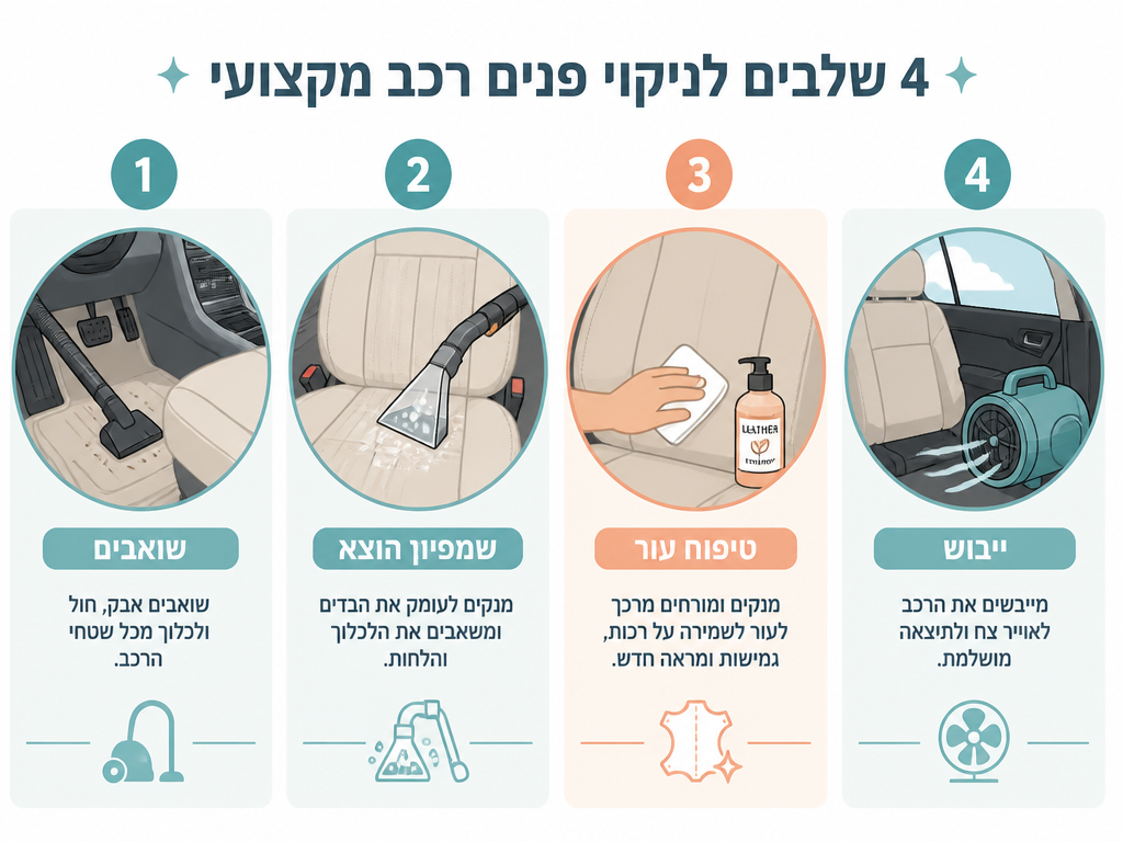ניקוי רכב לפני מכירה לסחר רכב או יד שניה: מה משדרג את המראה ועד כמה משפיע על המחיר