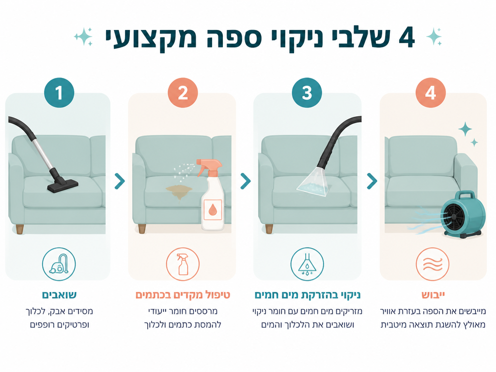 ניקוי ספה עם פנימיות רכרוכית (פילו/באלי): איך מנקים בלי לפגוע במילוי