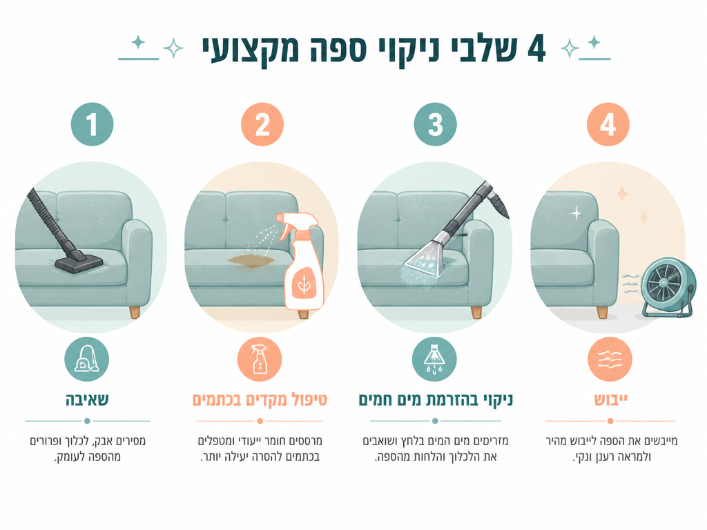 ניקוי ספות לאלרגנים: איך פוגעים בקרדית ובאבק עמוק בלי להזיק לבד