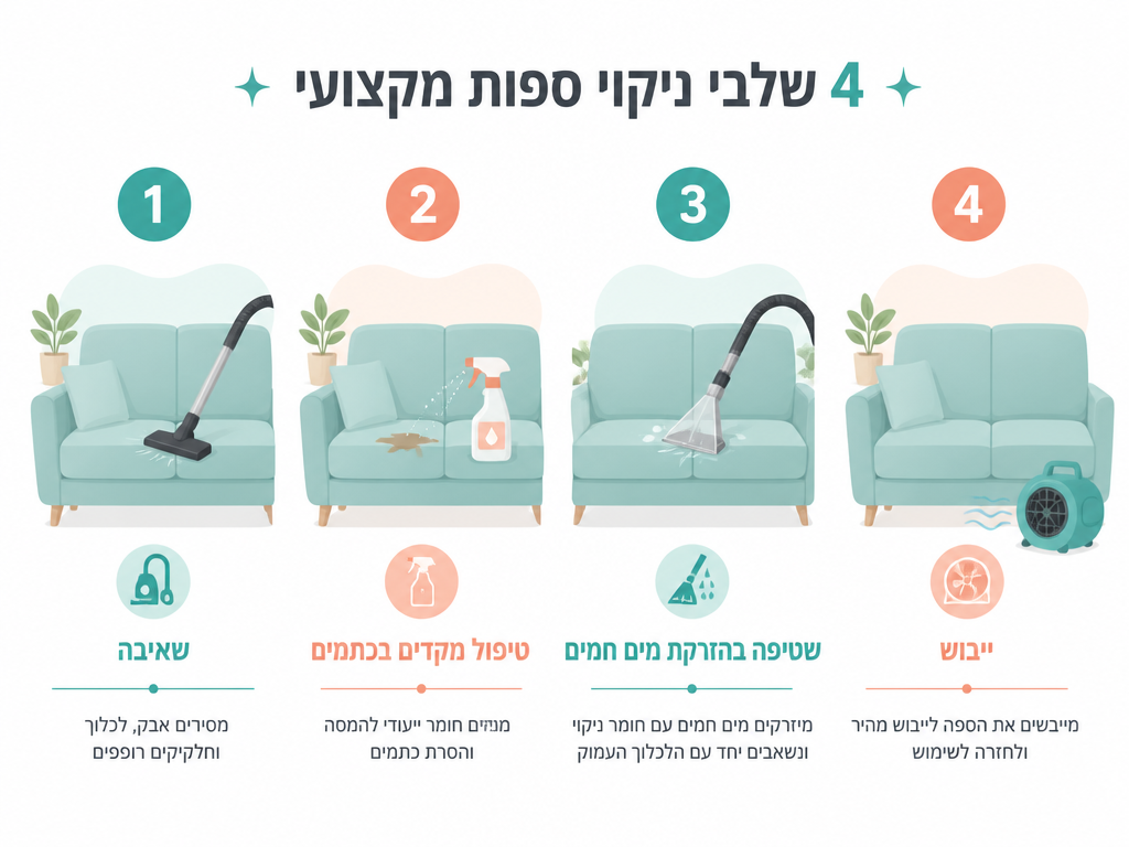 ניקוי ספות צבעוניות בהירות: למנוע צהבון בעלים ולשמור על אחידות הצבע