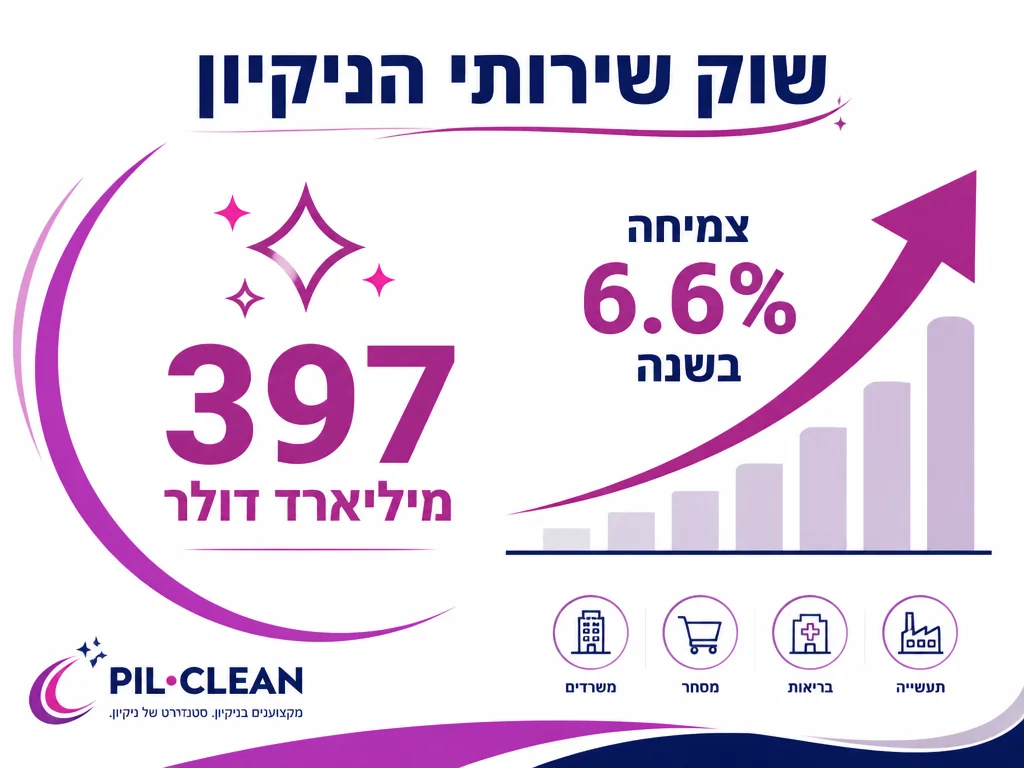אינפוגרפיקה של שוק שירותי הניקיון וגודלו