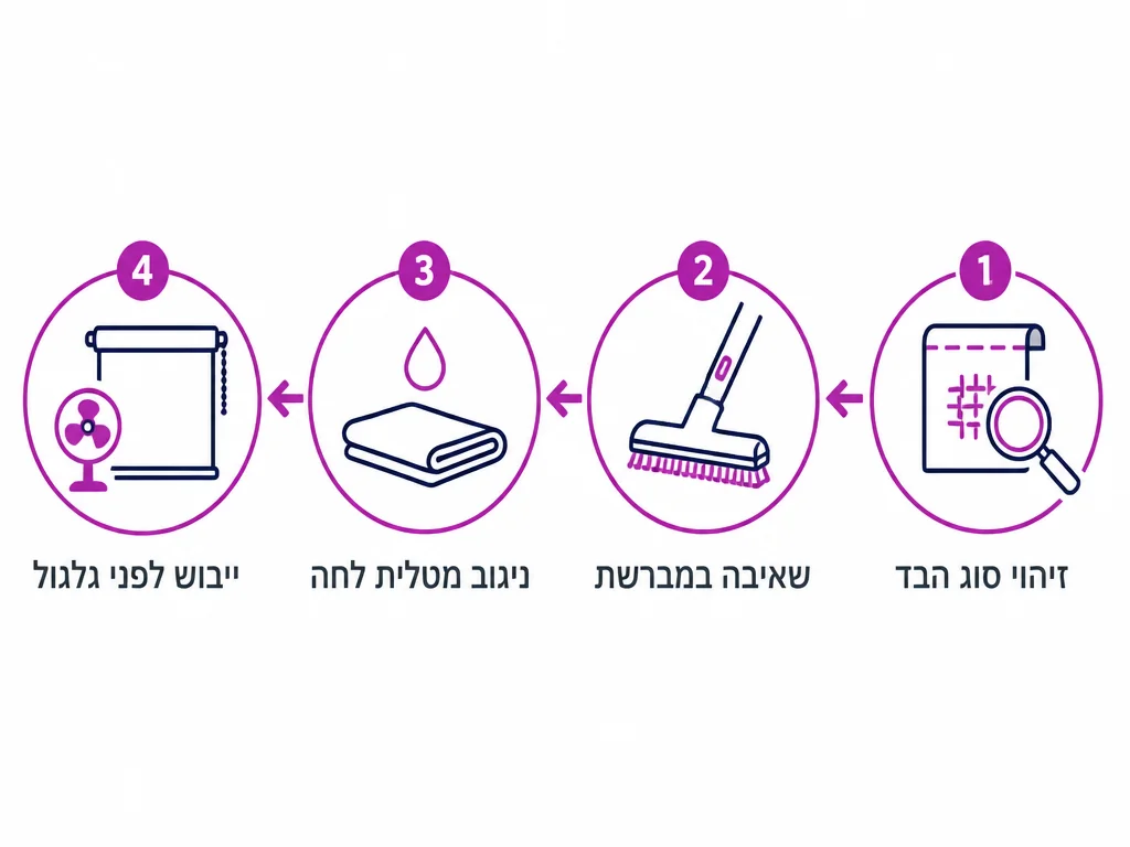 תרשים ארבעה שלבים לניקוי וילונות אנכיים ווילונות רולר בבית