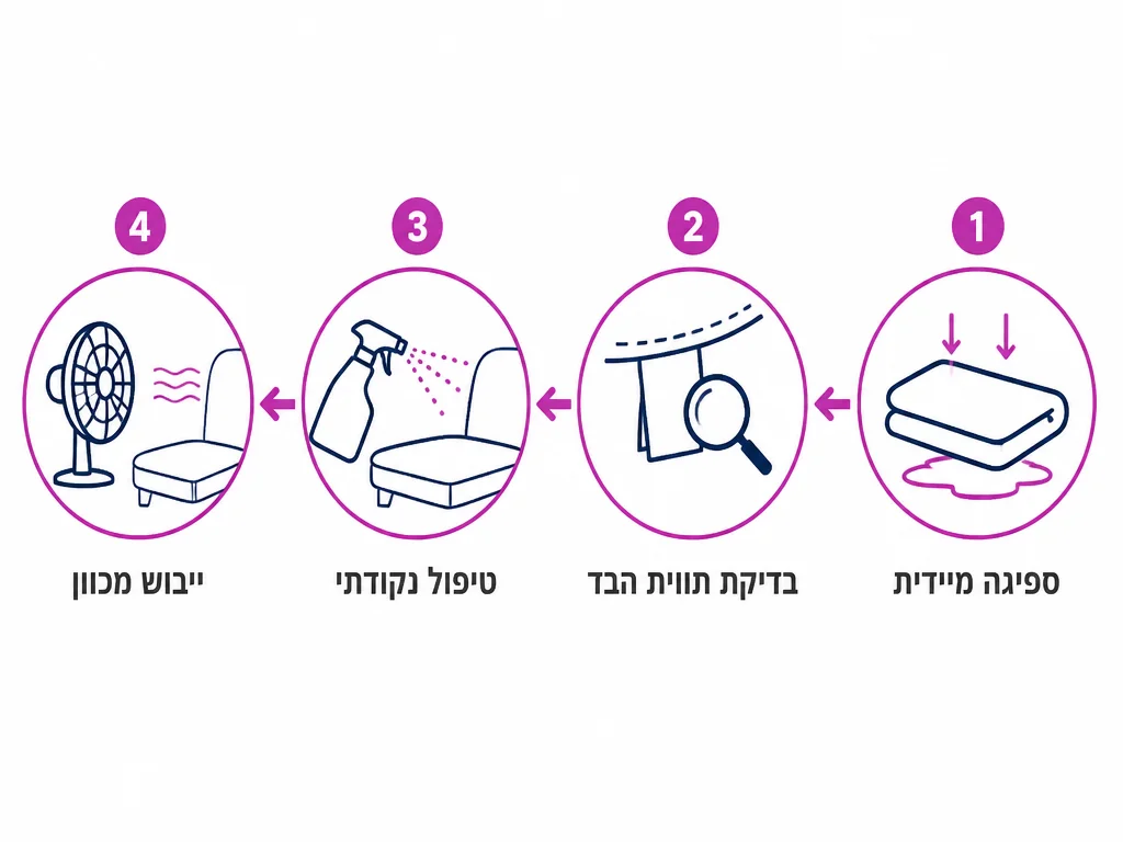 ארבעה שלבים לטיפול נקודתי בכתם משקה על מושב מרופד