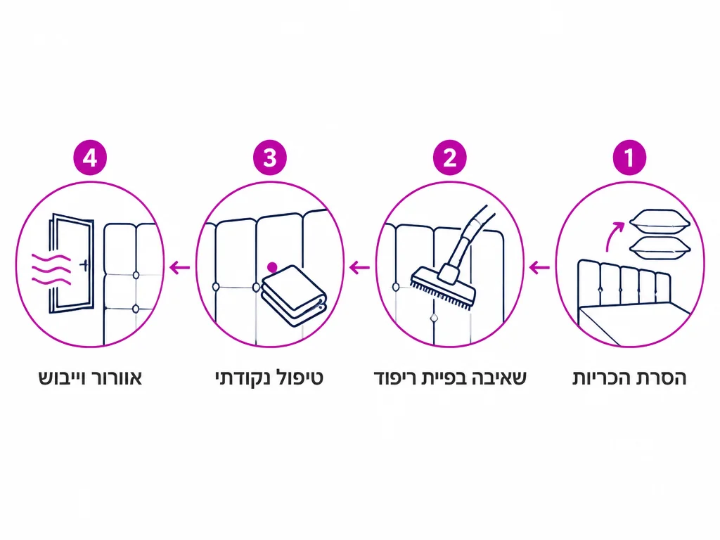 ארבעה שלבים בשגרת תחזוקה שבועית לראש מיטה מרופד