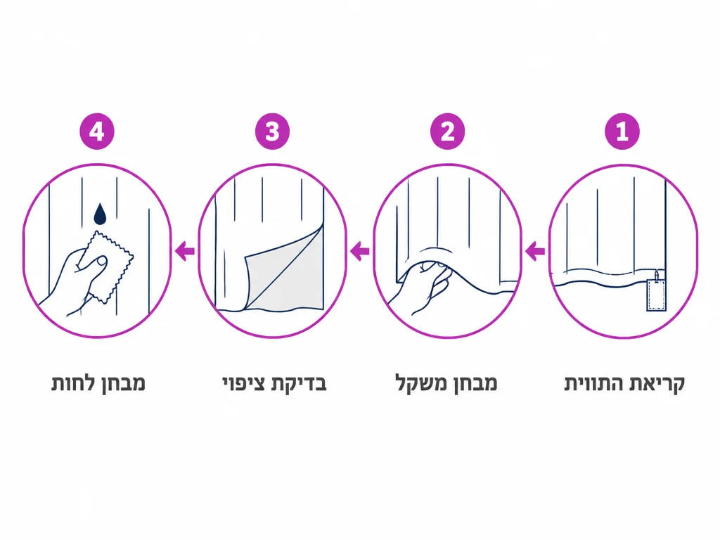 תרשים ארבעה שלבים לזיהוי סוג בד הוילון בבית