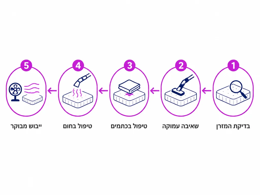 חמישה שלבים בטיפול מקצועי במזרן מול קרדית אבק