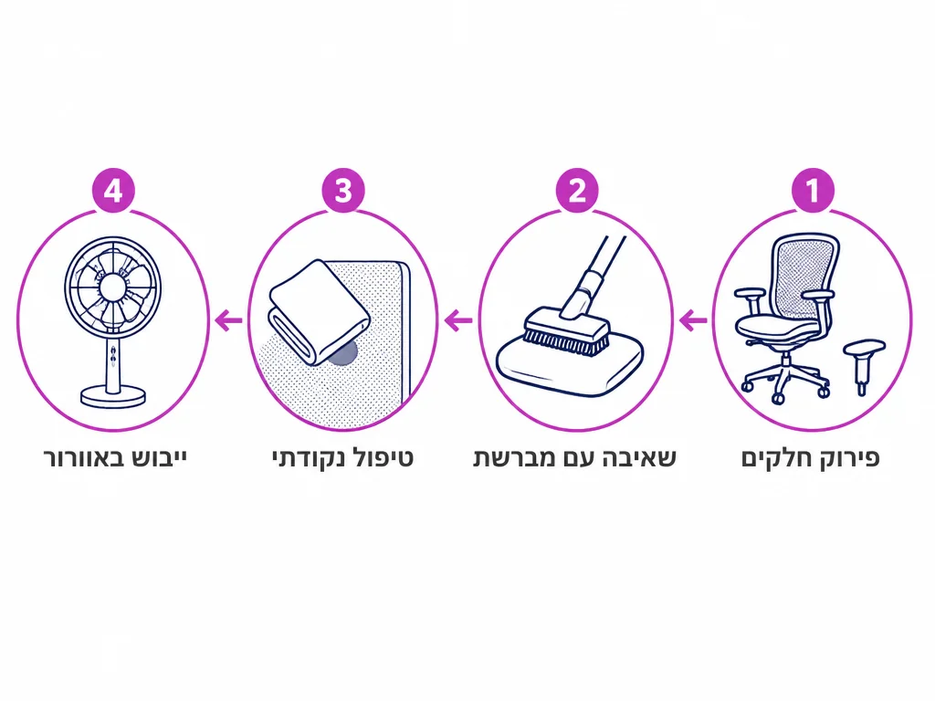 ארבעה שלבים לניקוי עצמי של כסא משרדי מרופד בבית