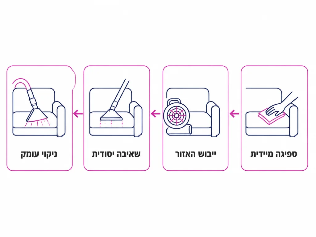 תרשים ארבעה שלבים לטיפול בריפודים אחרי אירוח חג גדול