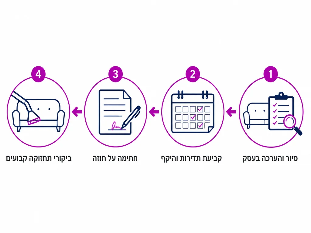 ארבעה שלבים להקמת חוזה ניקוי ריפודים תקופתי לעסק