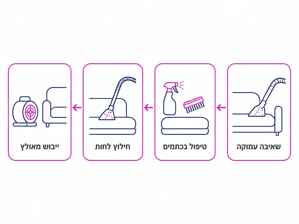 תרשים ארבעה שלבים בהכנת ריפודים בבית לעונת החורף